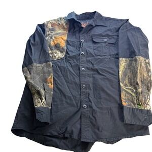 Men's Black and Camouflage Button Down Shirt